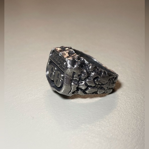 Route 66 Men's Ring -Hand Carved Pewter Biker's Very Heavy Ring Size 9 - Picture 3 of 6